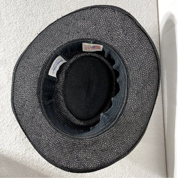 Vintage Billie Ross Sandalwood Black Woven Wide Brim Sun Hat - Picture 8 of 11